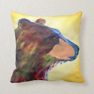 Large Colourful Abstract Bear Art Throw Pillow
