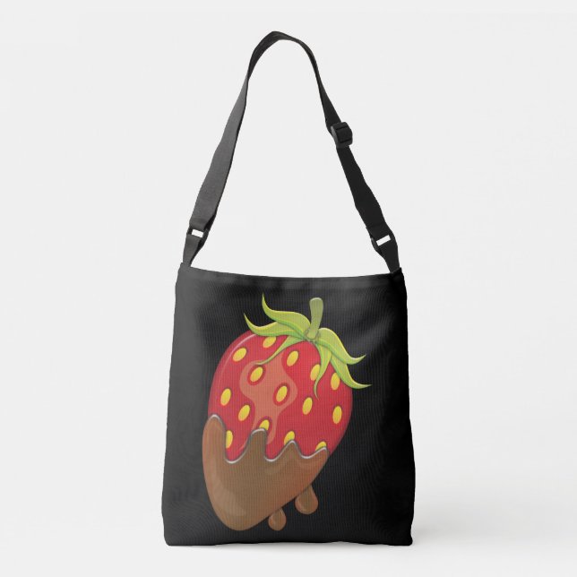 Large colourful strawberry dipped in chocolate crossbody bag (Back)
