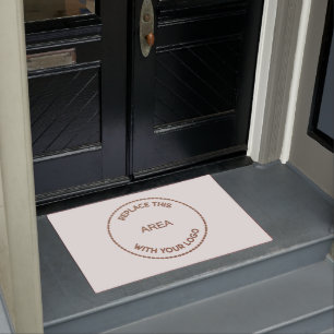 Large Company Logo Business Office White Doormat