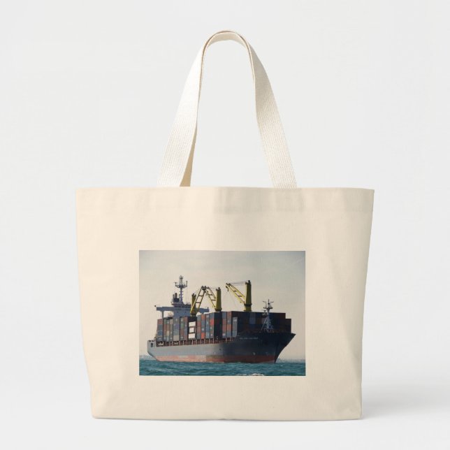 Large Container Ship At Anchor Tote Bag (Front)