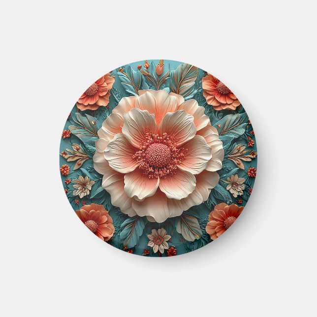 Large Coral Flowers Magnet (Front)