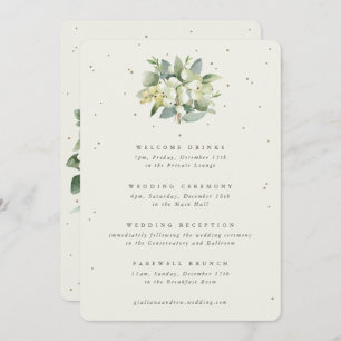 Large Cream Snowberry+Eucalyptus Wedding Itinerary