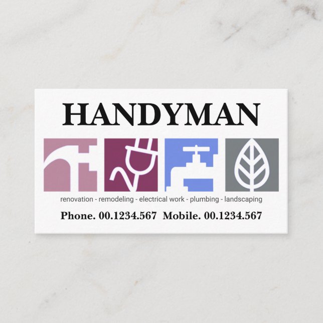 Large Creative Modern Handyman Signage Business Card (Front)