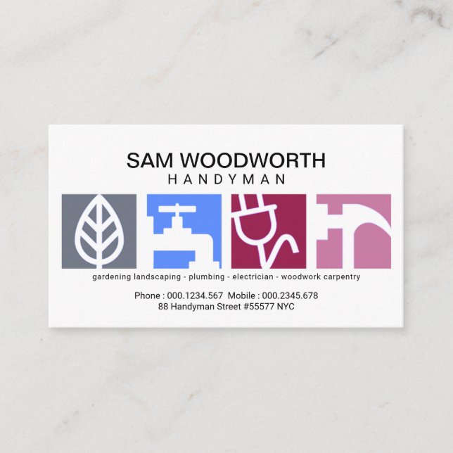 Large Creative Modern Handyman Signage Logo Business Card (Front)