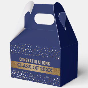 Large Custom Gold Royal blue Graduate Class Year Favor Box