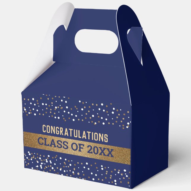 Large Custom Gold Royal blue Graduate Class Year Favor Box (Front)