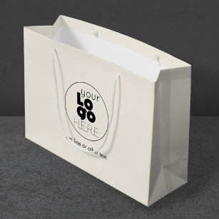 Large Custom Logo Ecru Ivory Paper Shopping Bag