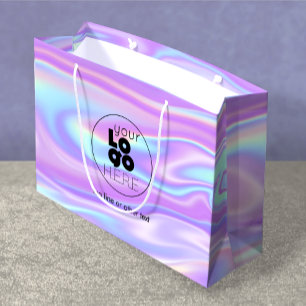 Large Custom Logo Iridescent Paper Shopping Bag