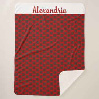 Large Custom Name Christmas Holiday Buffalo Sherpa Blanket