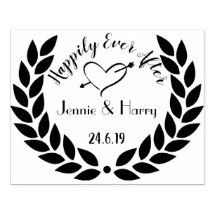 Large Custom Wreath Wedding Rubber Stamp