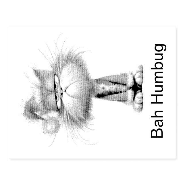 Large Customizable Grumpy Santa Cat Rubber Stamp (Imprint)