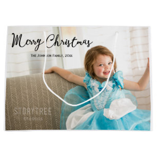 Large Cute Photo Christmas Greetings Gift Bags