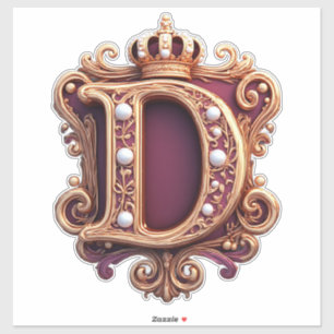 Large D Monogram on Red Velvet