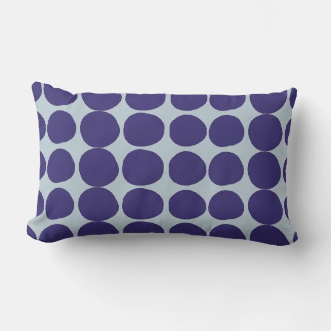 Large dark blue dots lumbar pillow (Front)