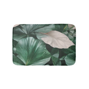 Large Dark Leafy Pattern Bath Mat
