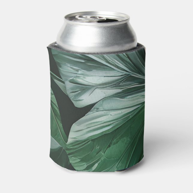 Large Dark Leafy Pattern Can Cooler (Can Back)