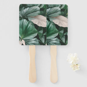 Large Dark Leafy Pattern Hand Fan