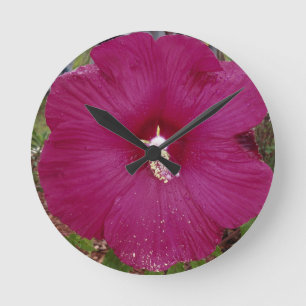 large dark red Hibiscus Round Clock