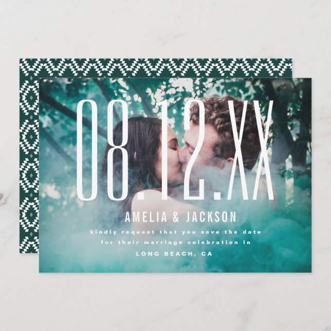 Large Date, bold typography, Save the Date Invitation (Front/Back)
