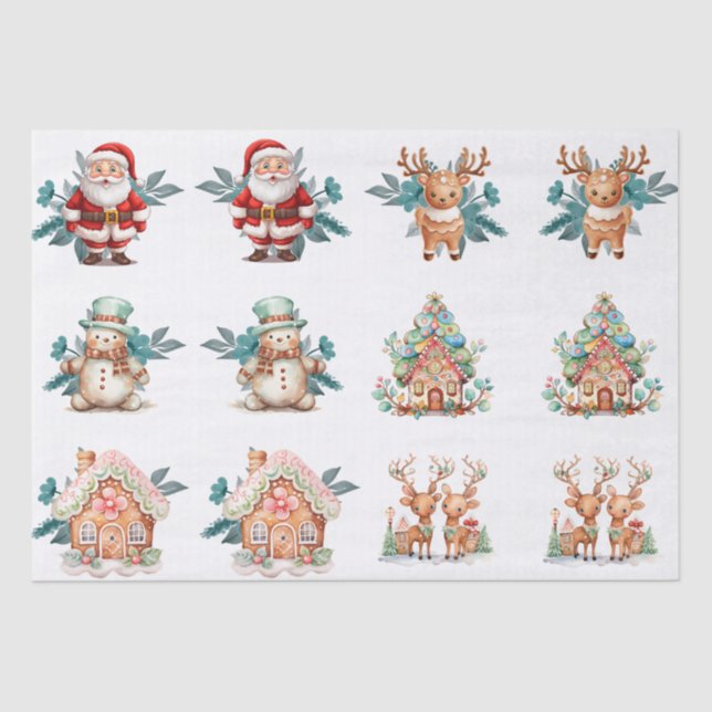 Large Decorative Christmas Illustrations Decoupage Tissue Paper (Front)