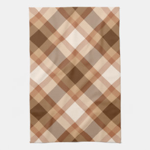 Large Diagonal Plaid Brown, Beige, Copper, and Tan Kitchen Towel