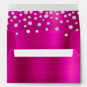 Large Diamond Confetti Hot Pink Foil Envelope