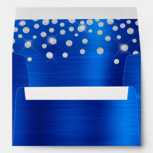 Large Diamond Confetti Royal Blue Foil Envelope
