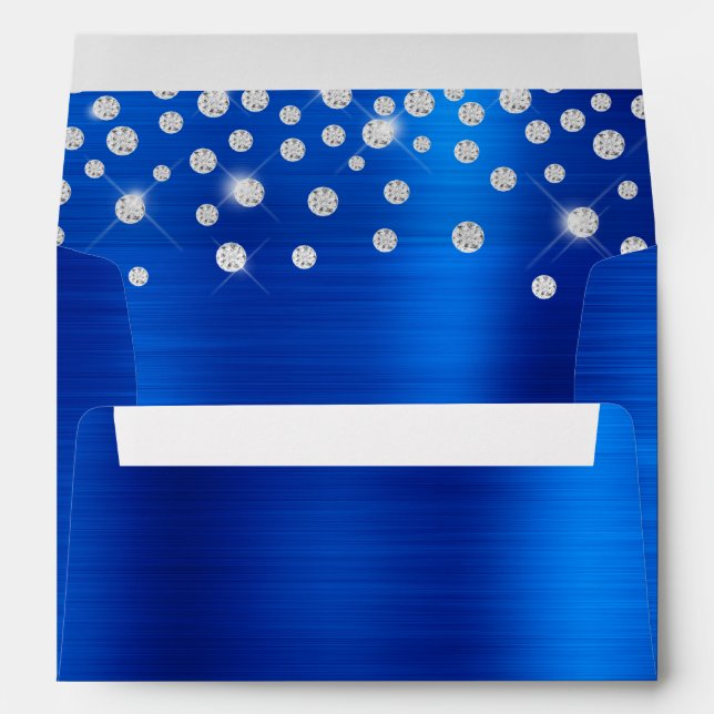 Large Diamond Confetti Royal Blue Foil Envelope (Back (Bottom))