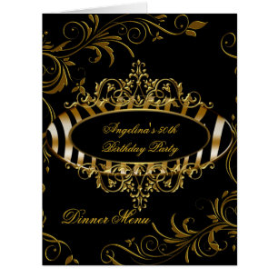 Large Dinner Menu Table Gold Zebra Black