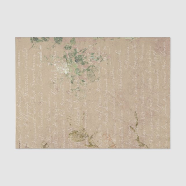 Large Distressed Vintage Handwriting Tissue Paper (Front)