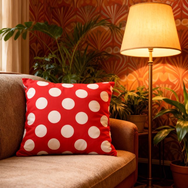 Large dots - red white | throw pillow (rotes Kissen mit weißen Polka Dots )