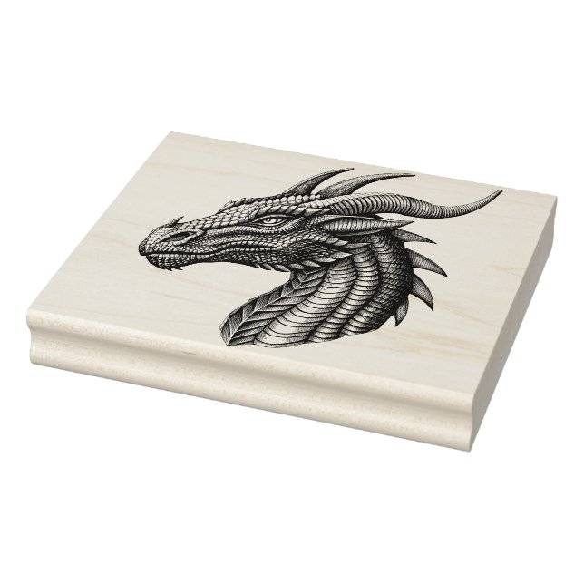 Large Dragon Wood Art Rubber Stamp (Stamp)