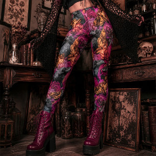 Large Dusky Death Head Hawk Moths Gothic Raven Leggings