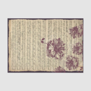 Large Dusty Dark Pink Flowers on Sheet Music
