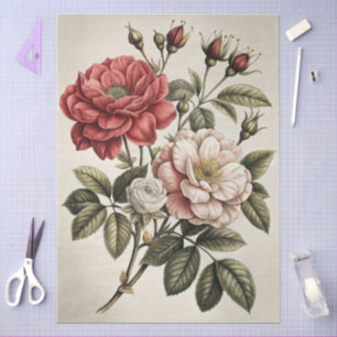 Large Elegant Floral Furniture Decoupage Tissue Paper