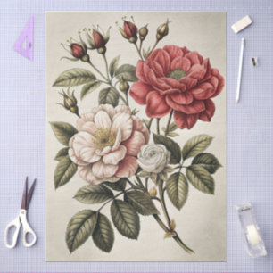 Large Elegant Floral Furniture Decoupage Tissue Paper