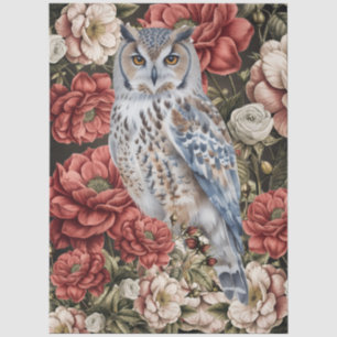 Large Elegant Floral Owl Furniture Decoupage Tissue Paper