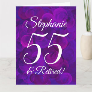 Large Elegant Purple 55 Happy Retirement Card