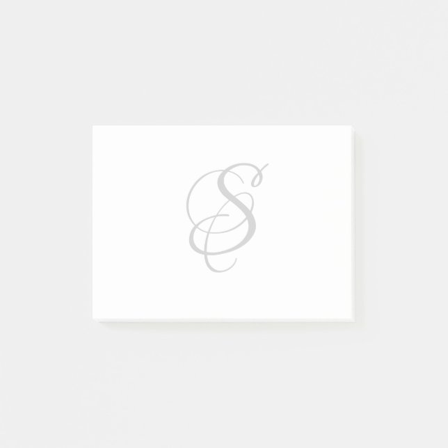 Large Elegant Script Monogram Post it Notes (Front)