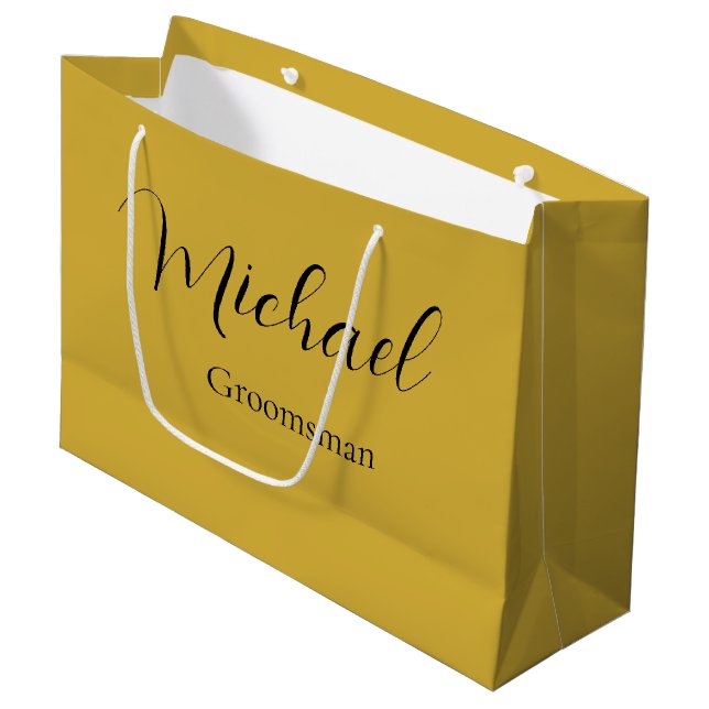 Large Elegant Wedding Gift Bag with Custom Text (Front Angled)