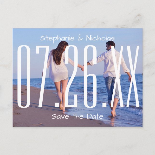 Large Empire Date & Photo - Save the Date Postcard (Front)