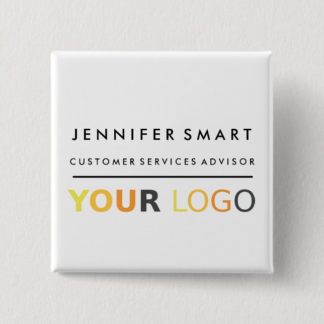 Large Employee Name Badge Custom Logo Staff 2 Inch Square Button (Front)