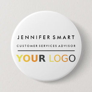 Large Employee Name Badge Custom Logo Staff 3 Inch Round Button