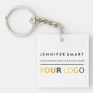 Large Employee Name Badge Custom Logo Staff Keychain