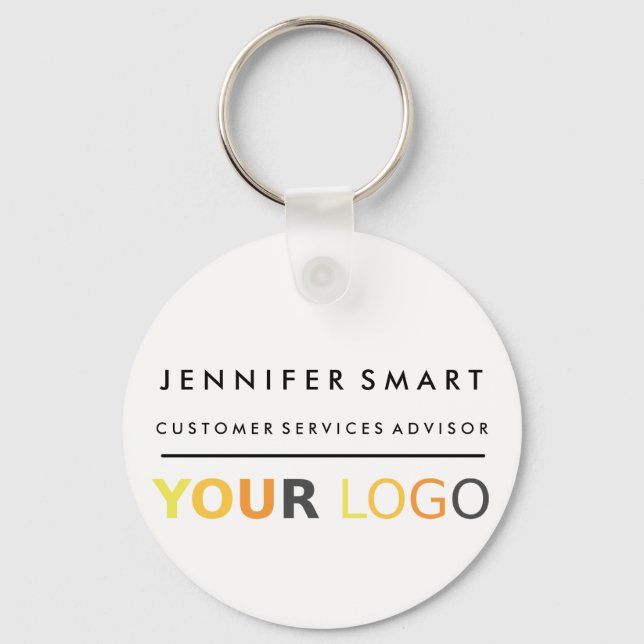 Large Employee Name Badge Custom Logo Staff Keychain (Front)