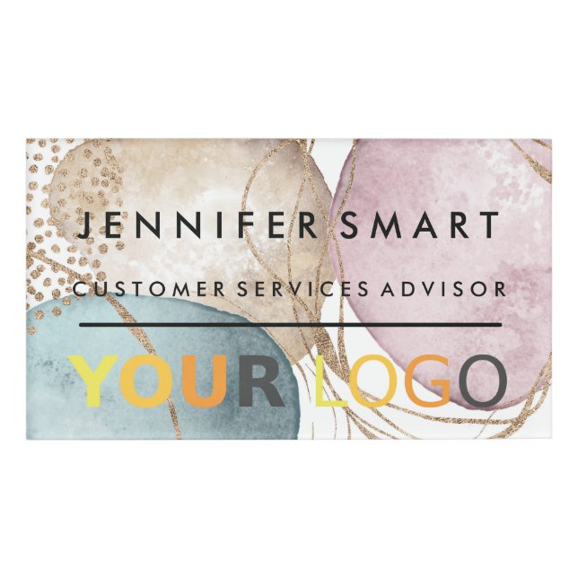 Large Employee Name Badge Magnet Custom Logo Staff (Front)