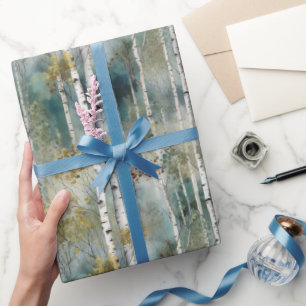 Large Endless Birch Tree Dreamscape Trees in Mist Wrapping Paper