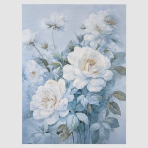 Large Ethereal White Floral Bouquet Decoupage Tissue Paper