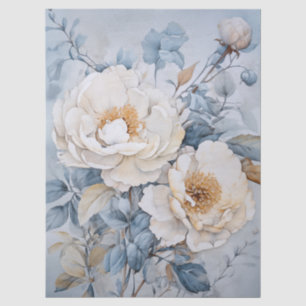 Large Ethereal White Floral Bouquet Decoupage Tissue Paper