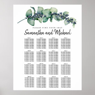 Large Eucalyptus Botanical 16-Table Seating Chart